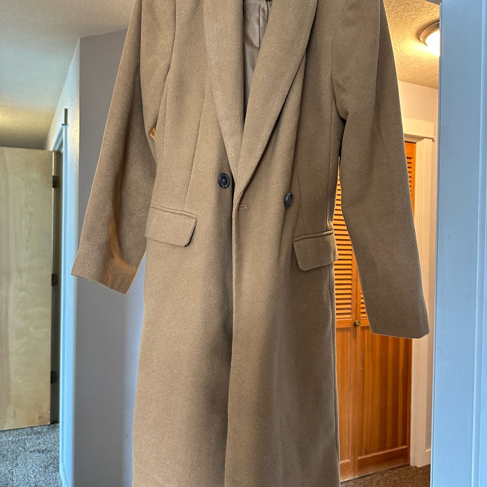 a new day Tan Pea Coat Classic Tailored Design
